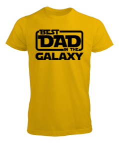 Tisho - Best Dad in the Galaxy Sarı Erkek Tişört