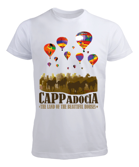 Best Places of Türkiye 1: Cappadocia the Land of The Beautiful Horses RENKLİ Beyaz Erkek Tişört