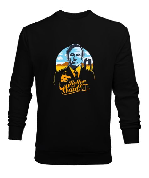 Tisho - Better Call Saul Tasarım Baskılı Siyah Erkek Sweatshirt