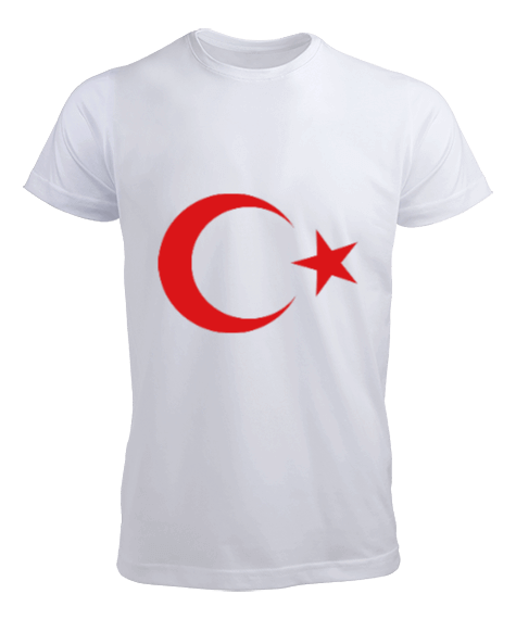 Beyaz Ay Yıldız Tişört Erkek Tişört - Tisho