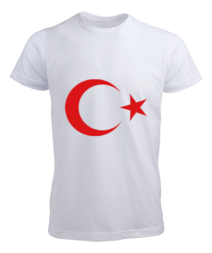 Beyaz Ay Yıldız Tişört Erkek Tişört - Tisho