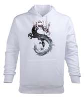 BEYAZ EJDERHA Beyaz Erkek Kapüşonlu Hoodie Sweatshirt - Tisho