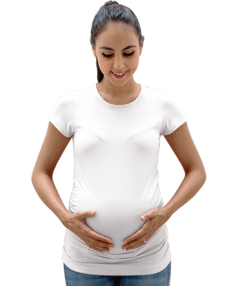 Tisho - Beyaz Hamile Kısa Kol Tİşört Kadın Hamile Tişört