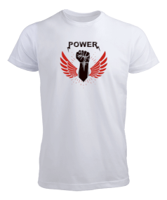 Tisho - Beyaz Renkli Power baskılı Erkek Tişört