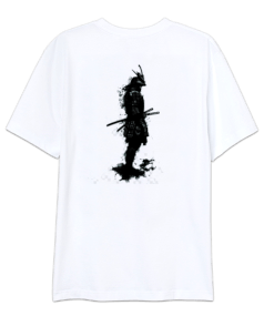 Beyaz Samurai Baskılı Oversize Unisex Tişört Oversize Unisex Tişört - Thumbnail