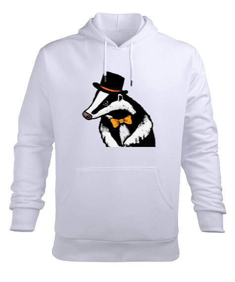 Tisho - beyefendi bal porsuğu Beyaz Erkek Kapüşonlu Hoodie Sweatshirt