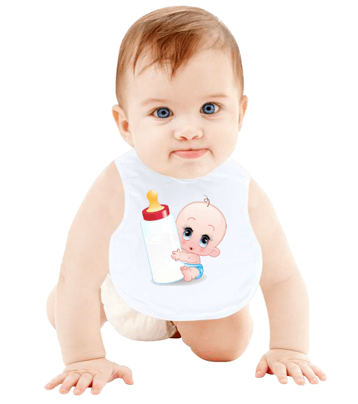 Tisho - Biberonlu Bebek Tasarımlı Bebek Mama Önlüğü
