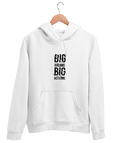 Tisho - Big Action Big Dream Beyaz Unisex Kapşonlu Sweatshirt