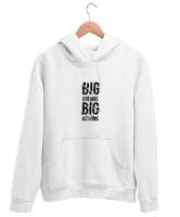 Big Action Big Dream Beyaz Unisex Kapşonlu Sweatshirt - Thumbnail