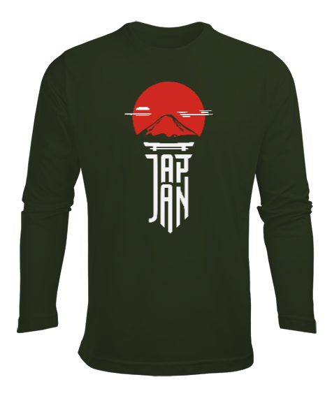 Big Japan - Japonya Haki Yeşili Erkek Uzun Kol Yazlık Tişört