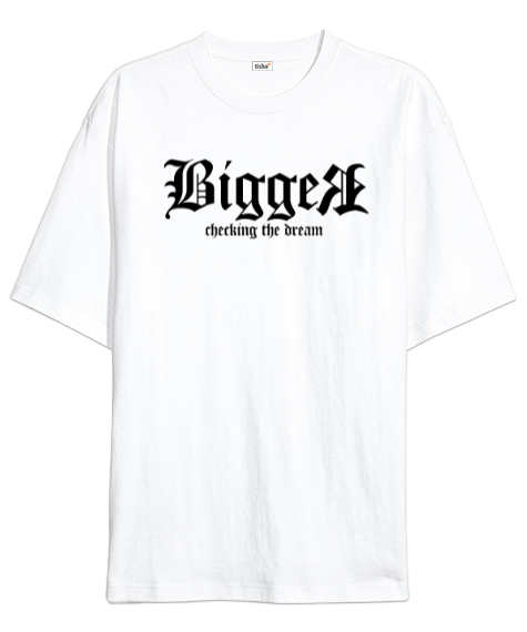 Tisho - Bigger Checking Dream Beyaz Oversize Unisex Tişört