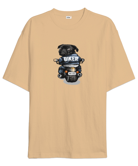 Tisho - Bıker motor baskılı Camel Oversize Unisex Tişört