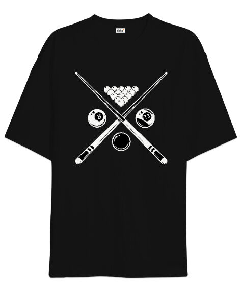 Tisho - Bilardo Siyah Oversize Unisex Tişört