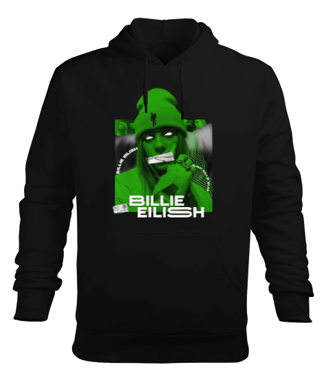 Tisho - Billie Eilish Tasarım Baskılı Erkek Kapüşonlu Hoodie Sweatshirt