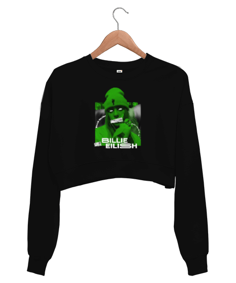 Tisho - Billie Eilish Tasarım Baskılı Kadın Crop Sweatshirt