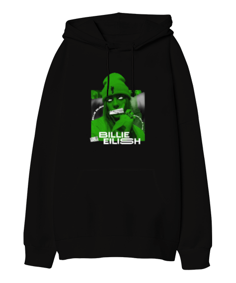 Tisho - Billie Eilish Tasarım Baskılı Oversize Unisex Kapüşonlu Sweatshirt