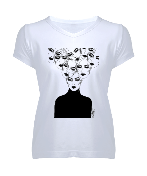 Tisho - bipolaire women Kadın V Yaka Tişört