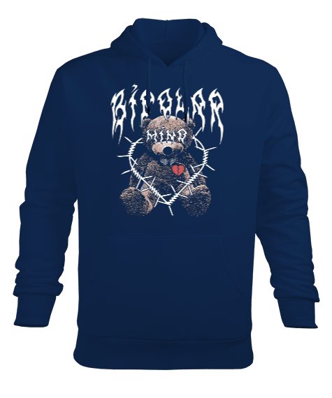 Tisho - Bipolar Mind Bear Tasarım Baskılı Erkek Kapüşonlu Hoodie Sweatshirt