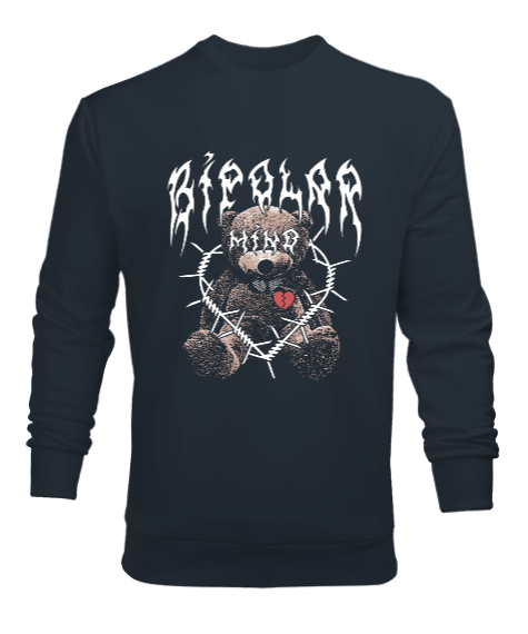 Tisho - Bipolar Mind Bear Tasarım Baskılı Erkek Sweatshirt