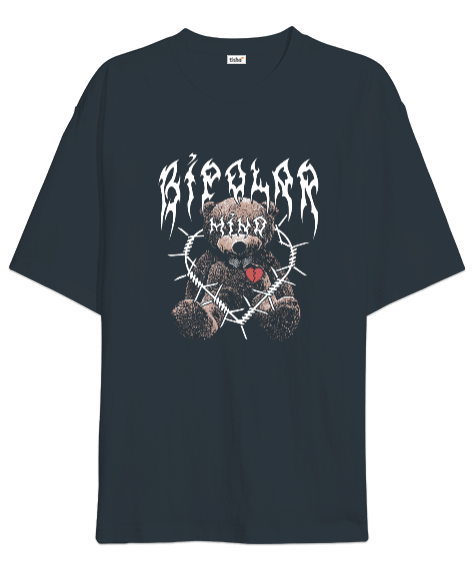 Tisho - Bipolar Mind Bear Tasarım Baskılı Oversize Unisex Tişört