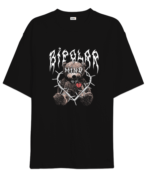 Tisho - Bipolar Mind Bear Tasarım Baskılı Oversize Unisex Tişört