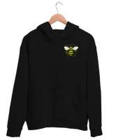 bir arı Siyah Unisex Kapşonlu Sweatshirt - Tisho