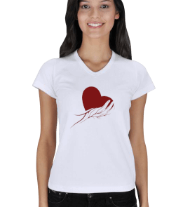 Bir Avuç Kalp Kadın V Yaka - Tisho