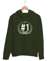 Bir Numara Baba - Best Dad Haki Yeşili Unisex Kapşonlu Sweatshirt - Tisho