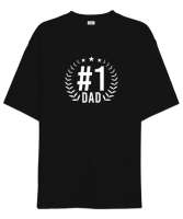 Bir Numara Baba - Best Dad Siyah Oversize Unisex Tişört - Tisho