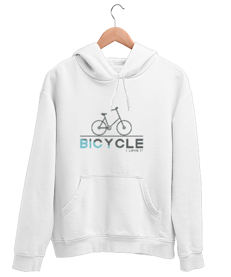 Tisho - Bisiklet 1 Beyaz Unisex Kapşonlu Sweatshirt