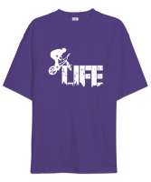 Bisiklet - Bike Life Mor Oversize Unisex Tişört - Tisho