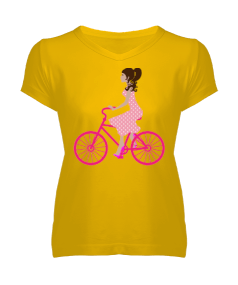 Tisho - Bisiklet Kadın V Yaka Tişört