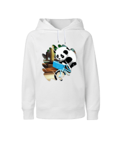 BİSİKLET SÜREN PANDA Çocuk Unisex Hoodie Kapüşonlu - Tisho