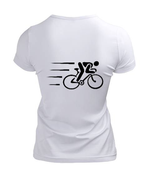 bisiklet tasarımlı Kadın V Yaka Tişört