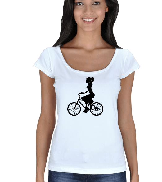 Tisho - Bisikletli Kadın Kadın Açık Yaka