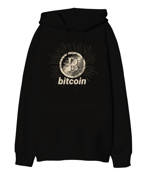 Tisho - Bitcoin Blauart Oversize Unisex Kapüşonlu Sweatshirt