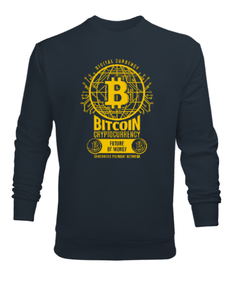 Tisho - Bitcoin - Crypto V4 Blu Füme Erkek Sweatshirt