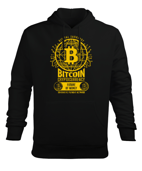 Tisho - Bitcoin - Crypto V4 Blu Siyah Erkek Kapüşonlu Hoodie Sweatshirt