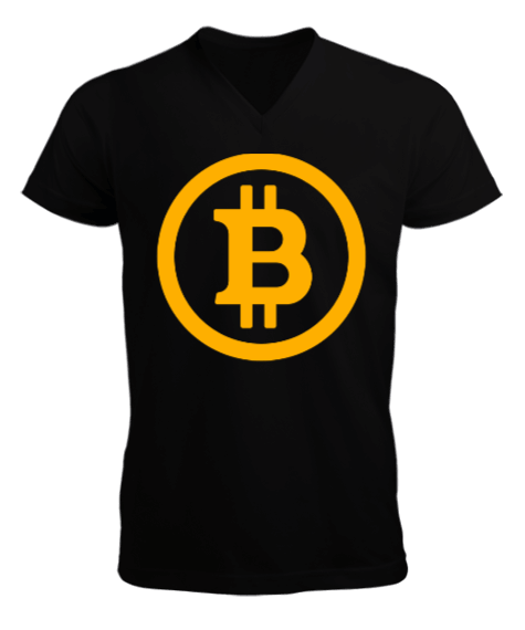 Bitcoin Erkek Kısa Kol V Yaka Tişört
