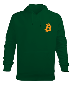 Tisho - Bitcoin tasarımlı yeşil sweatshirt Erkek Kapüşonlu Hoodie Sweatshirt
