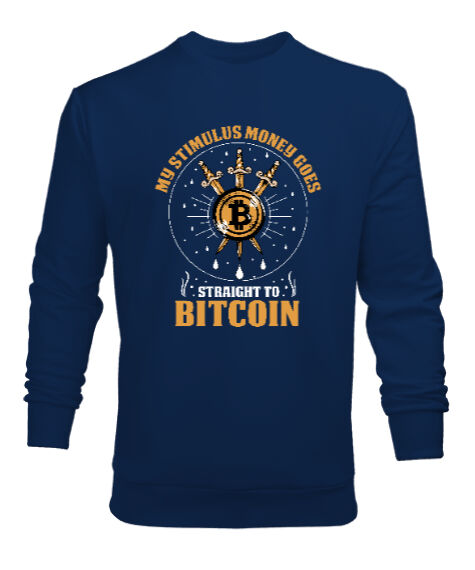 Tisho - Bitcoin V3 Blu- Crypto Lacivert Erkek Sweatshirt