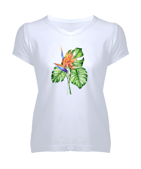 Tisho - Bitki tasarımı Kadın V Yaka Tişört