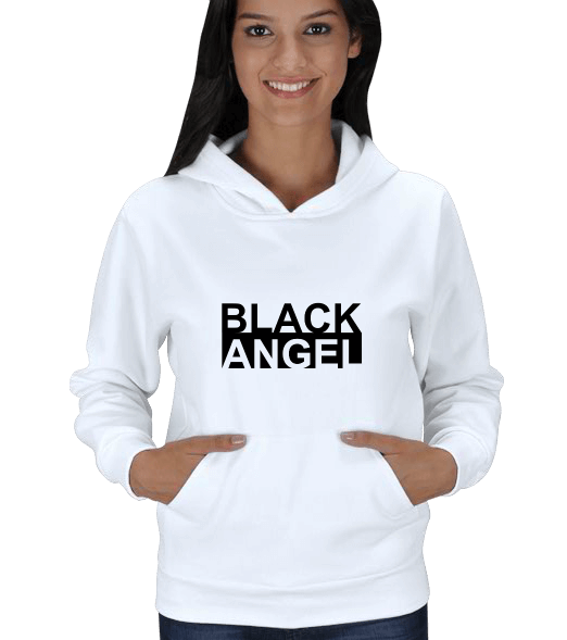 BLACK ANGEL BEYAZ Kadın Kapşonlu