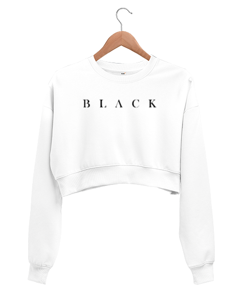 Tisho - BLACK Beyaz Kadın Crop Sweatshirt