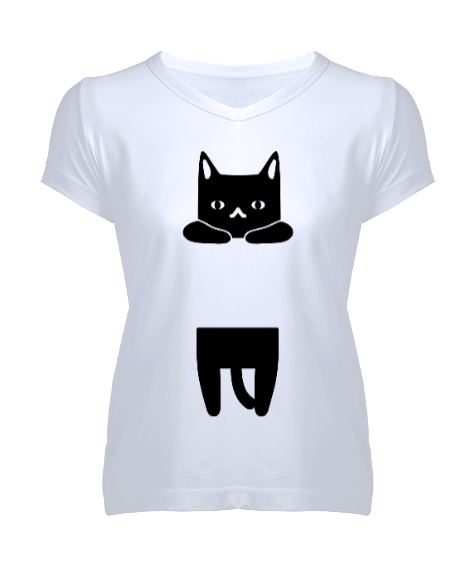 Tisho - Black cat Kadın V Yaka Tişört