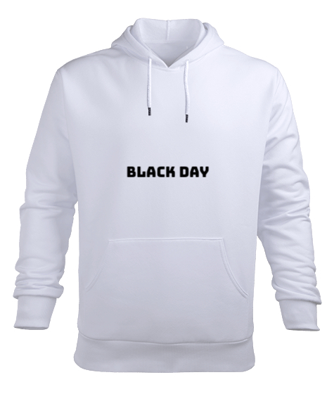 Tisho - Black day Beyaz Erkek Kapüşonlu Hoodie Sweatshirt
