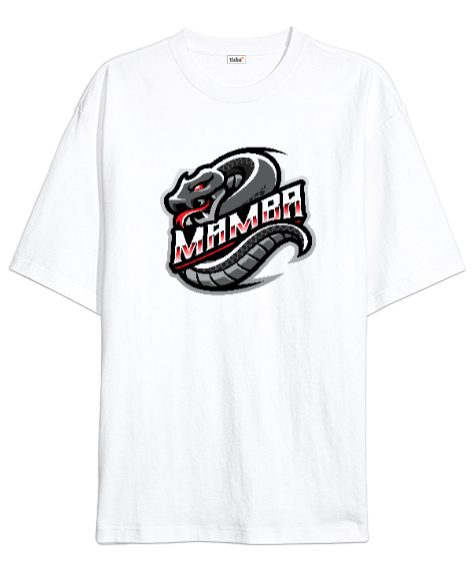 Tisho - Black Mamba Beyaz Oversize Unisex Tişört