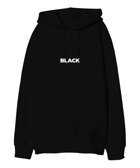 Tisho - Black Oversize Unisex Kapüşonlu Sweatshirt