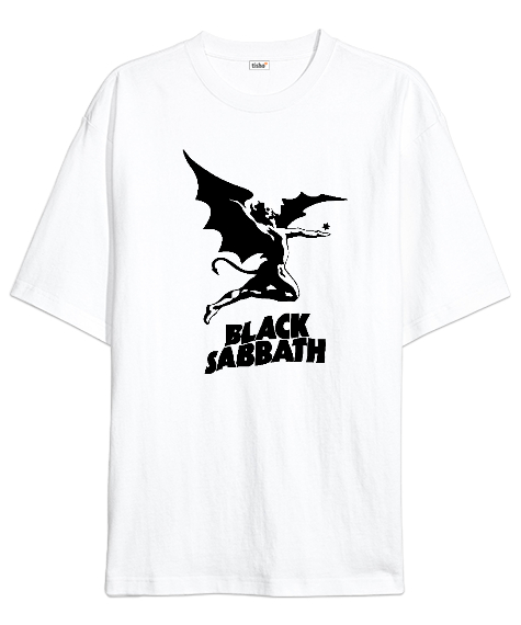 Tisho - Black Sabbath Beyaz Oversize Unisex Tişört