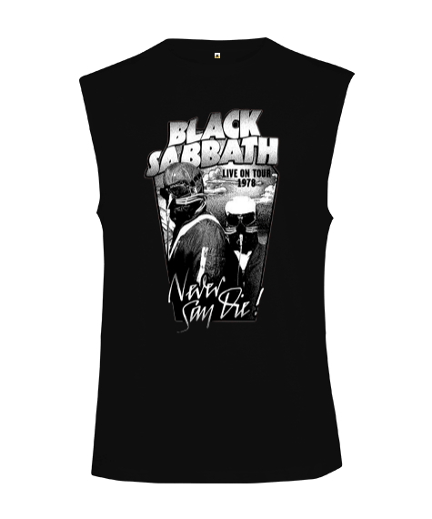 Tisho - Black Sabbath Rock Tasarım Baskılı Kesik Kol Unisex Tişört